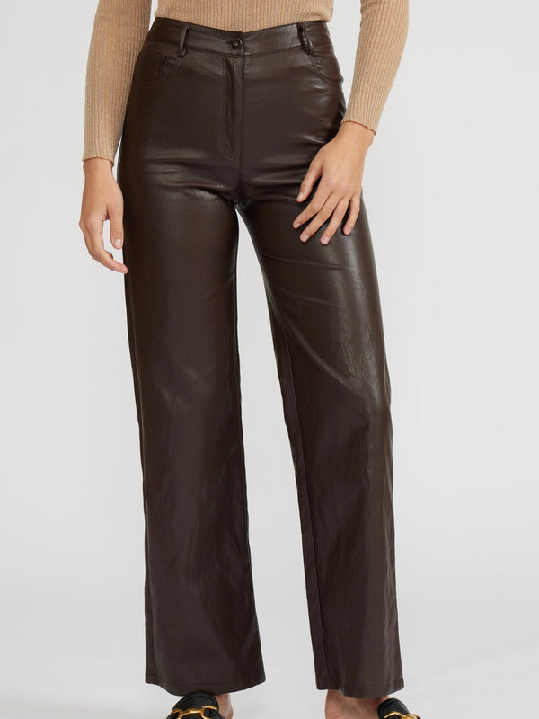 Adler Faux Leather Brown Pants