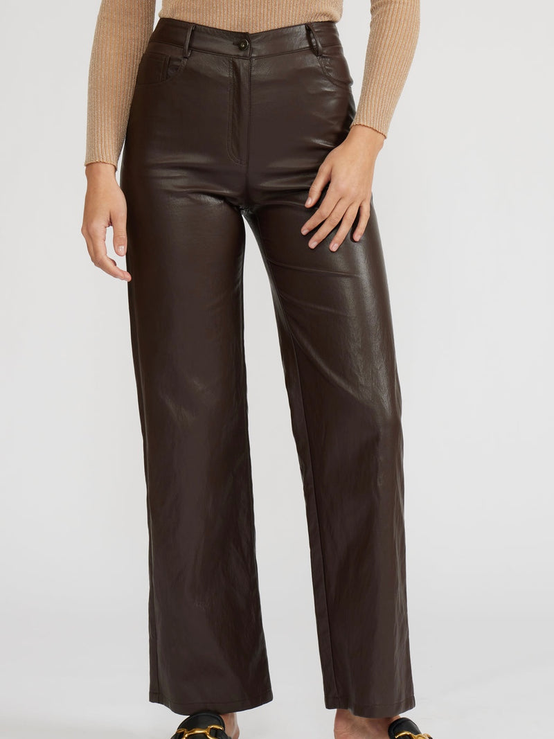 Adler Faux Leather Brown Pants