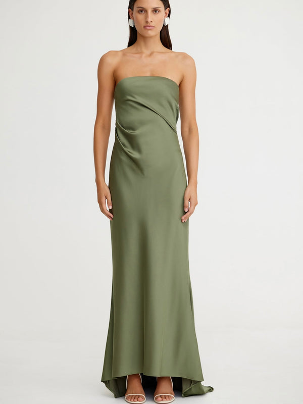 Lucile Strapless Gown Pesto