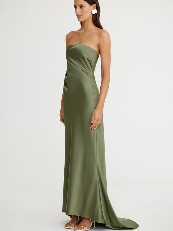 Lucile Strapless Gown Pesto