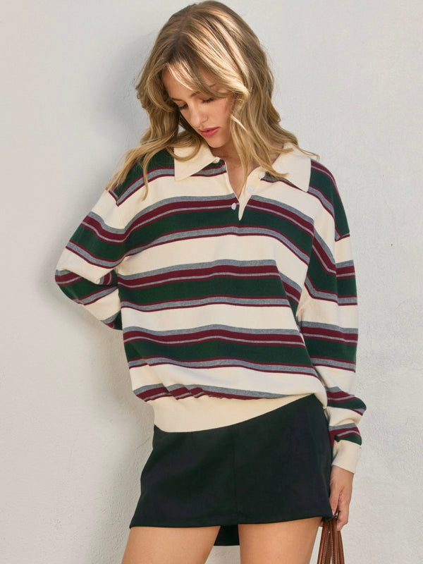 Cara Stripe Green Sweater