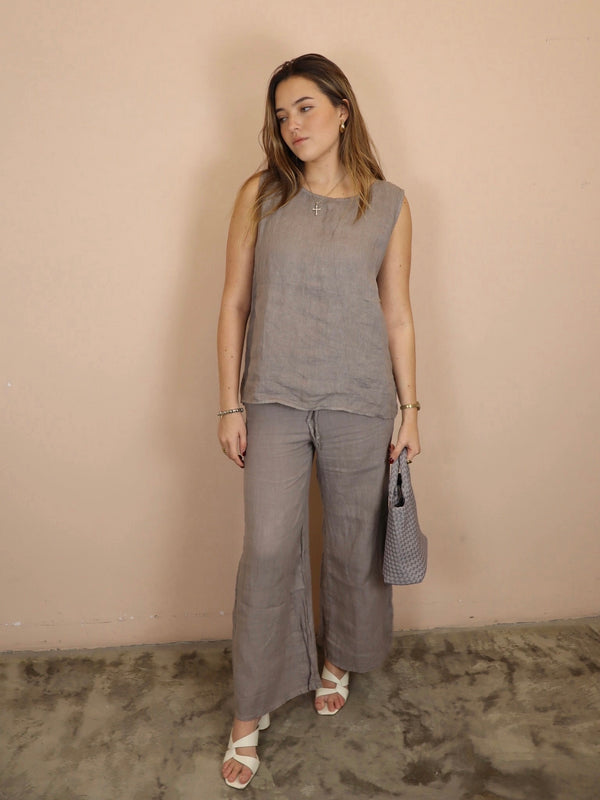 Gal Linen Taupe Set