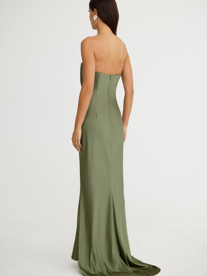 Lucile Strapless Pesto Dress