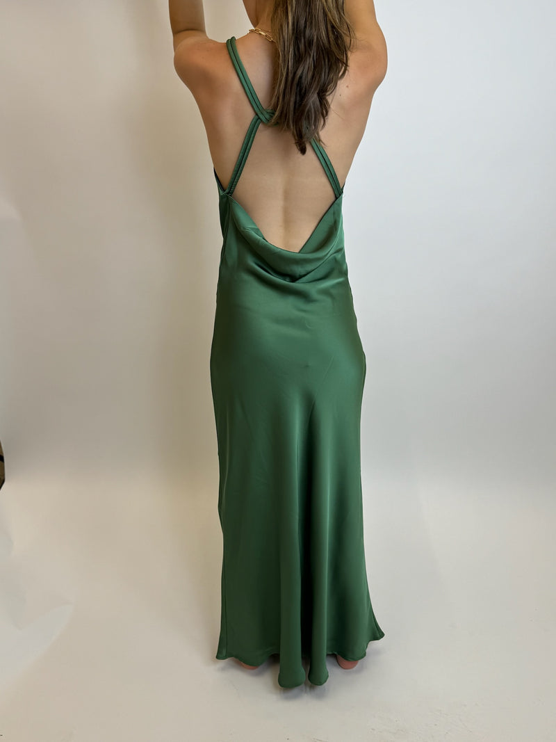 Ibiza Green Satin Dress