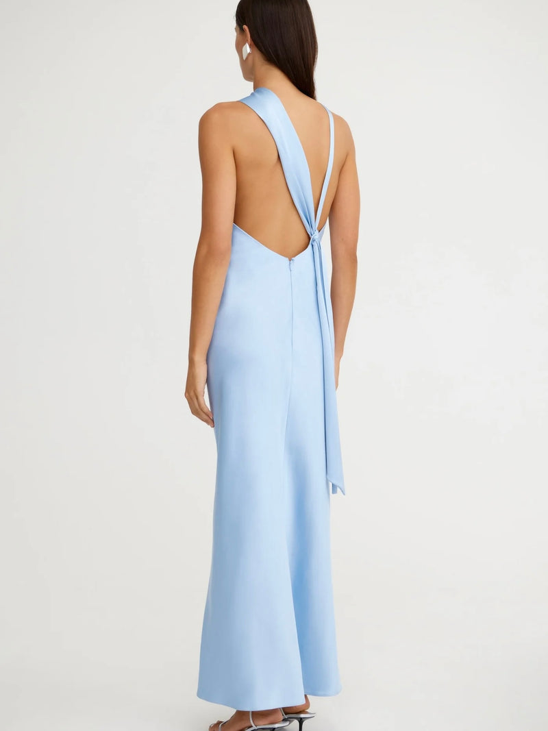 Lucile Draped Blue Maxi Dress