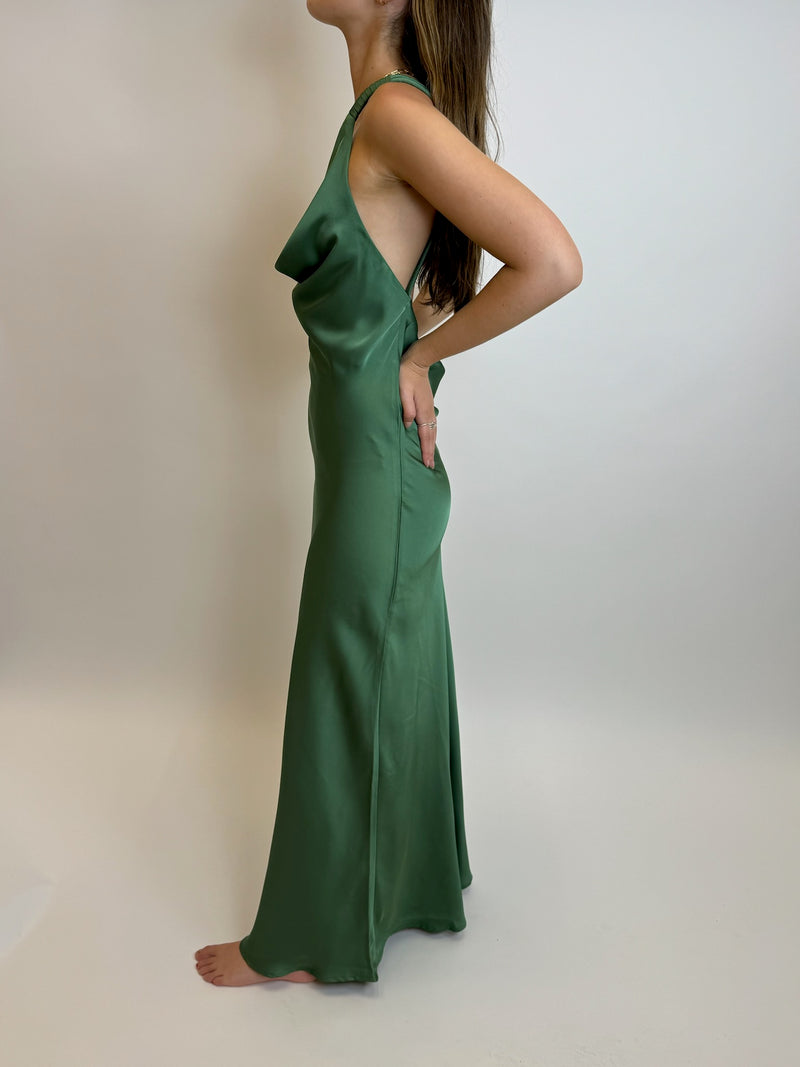 Ibiza Green Satin Dress