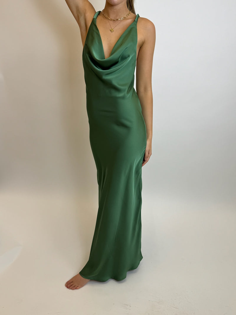 Ibiza Green Satin Dress