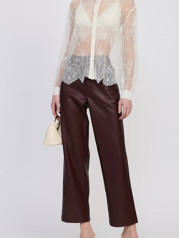 Reave Faux Leather Burgundy Pants