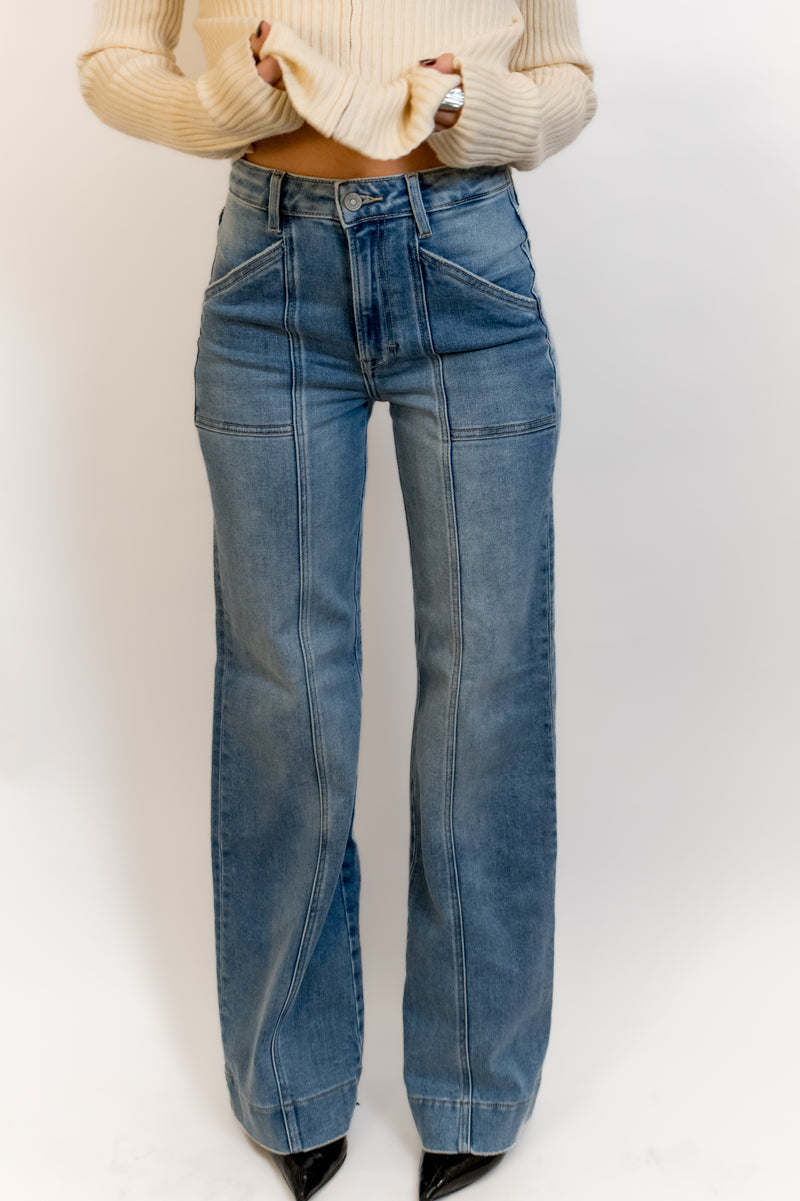 Inseam High Rise Wide Jeans