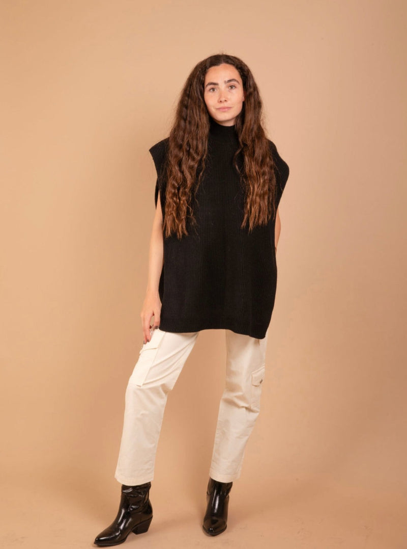 Rib Black Poncho