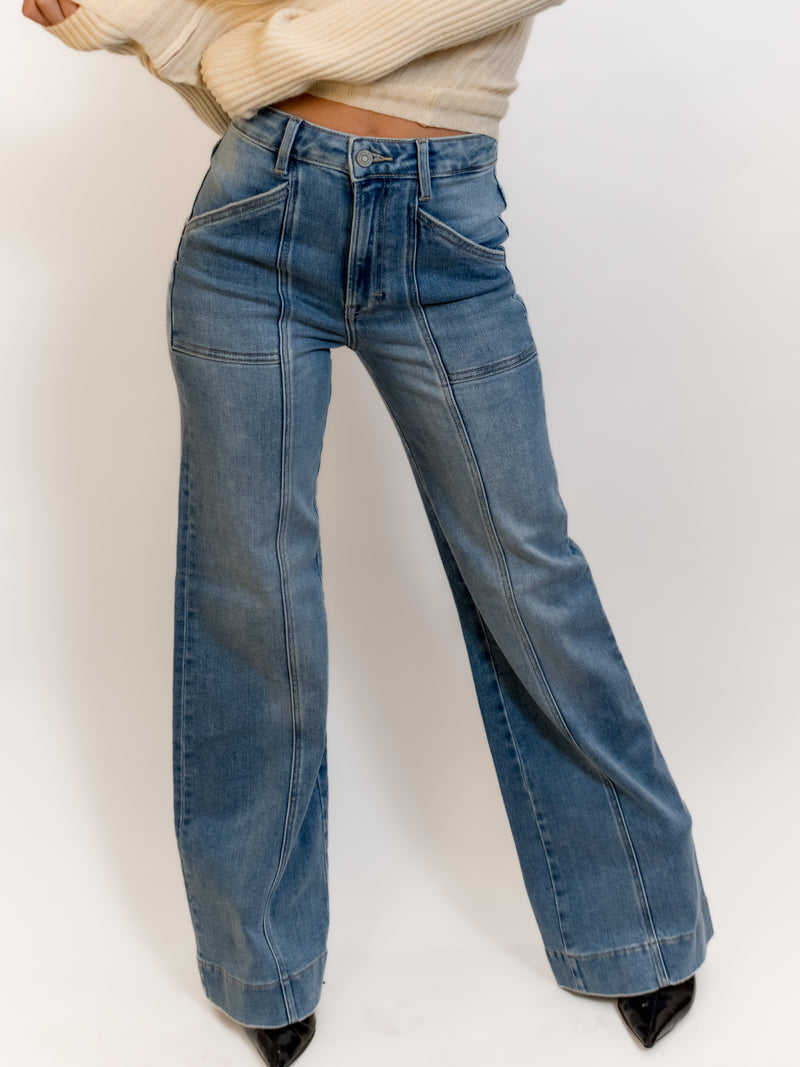 Inseam High Rise Wide Jeans