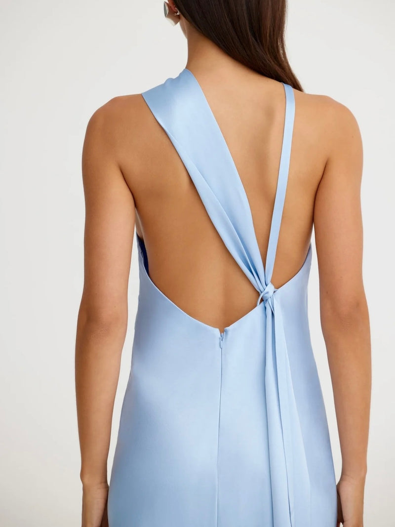 Lucile Draped Blue Maxi Dress