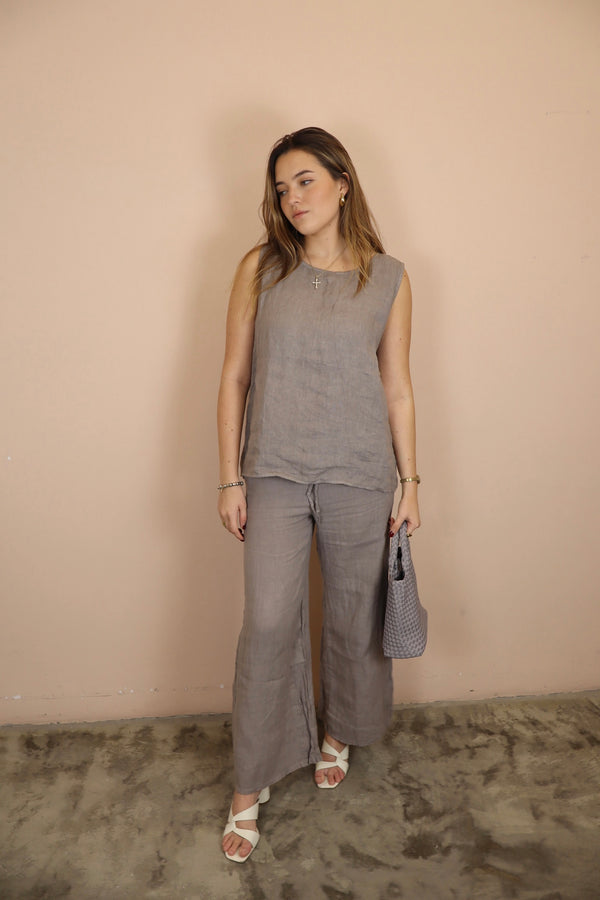 Gal Linen Taupe Set