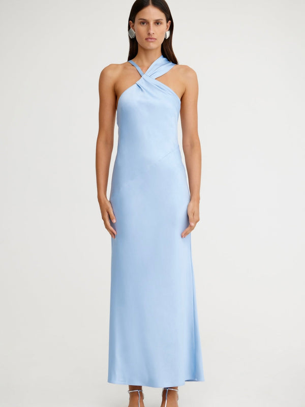 Lucile Draped Blue Maxi Dress