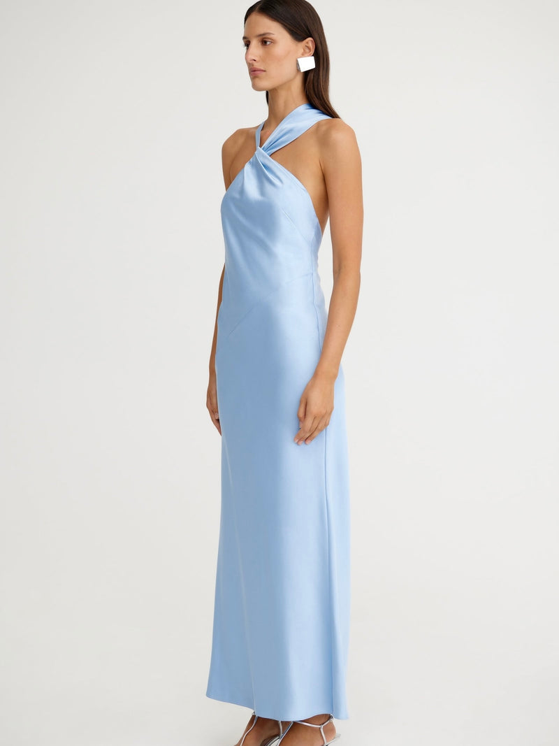Lucile Draped Blue Maxi Dress