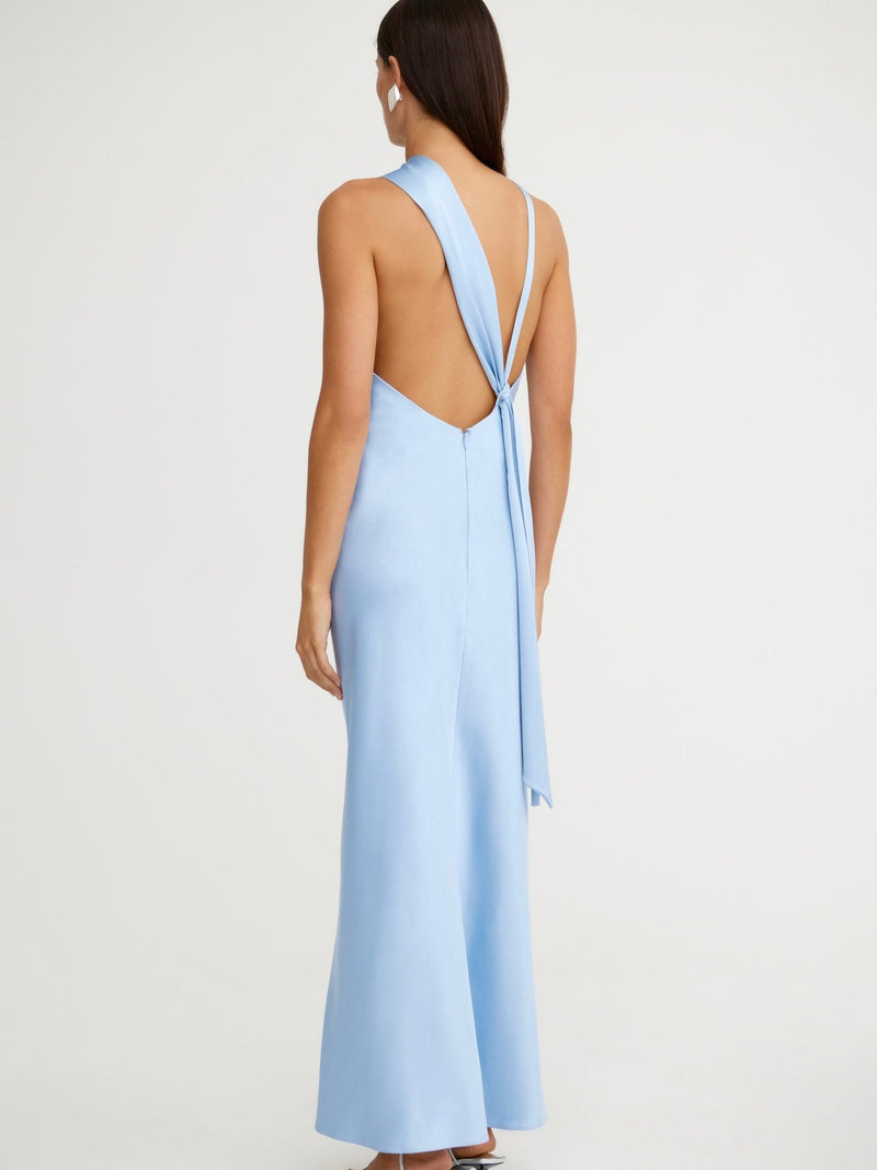 Lucile Draped Blue Maxi Dress