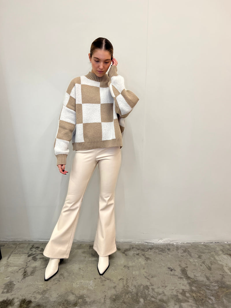 Vegan flare beige pants