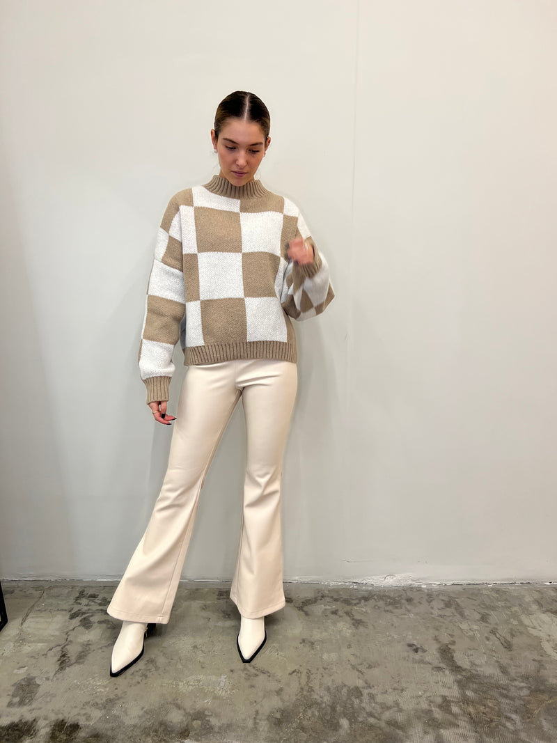 Vegan flare beige pants