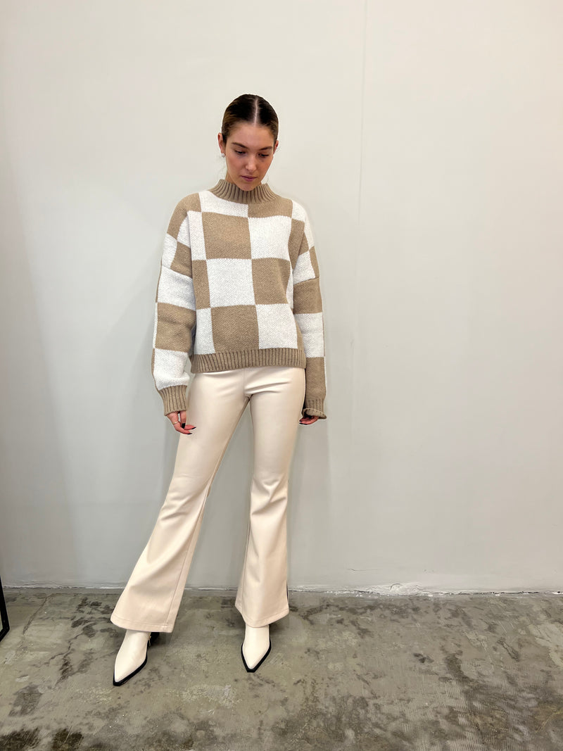 Vegan flare beige pants