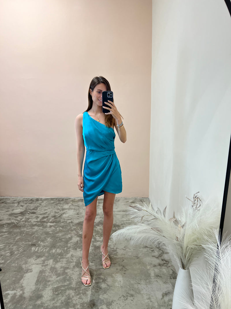 Ocean Blue One Shoulder Dress